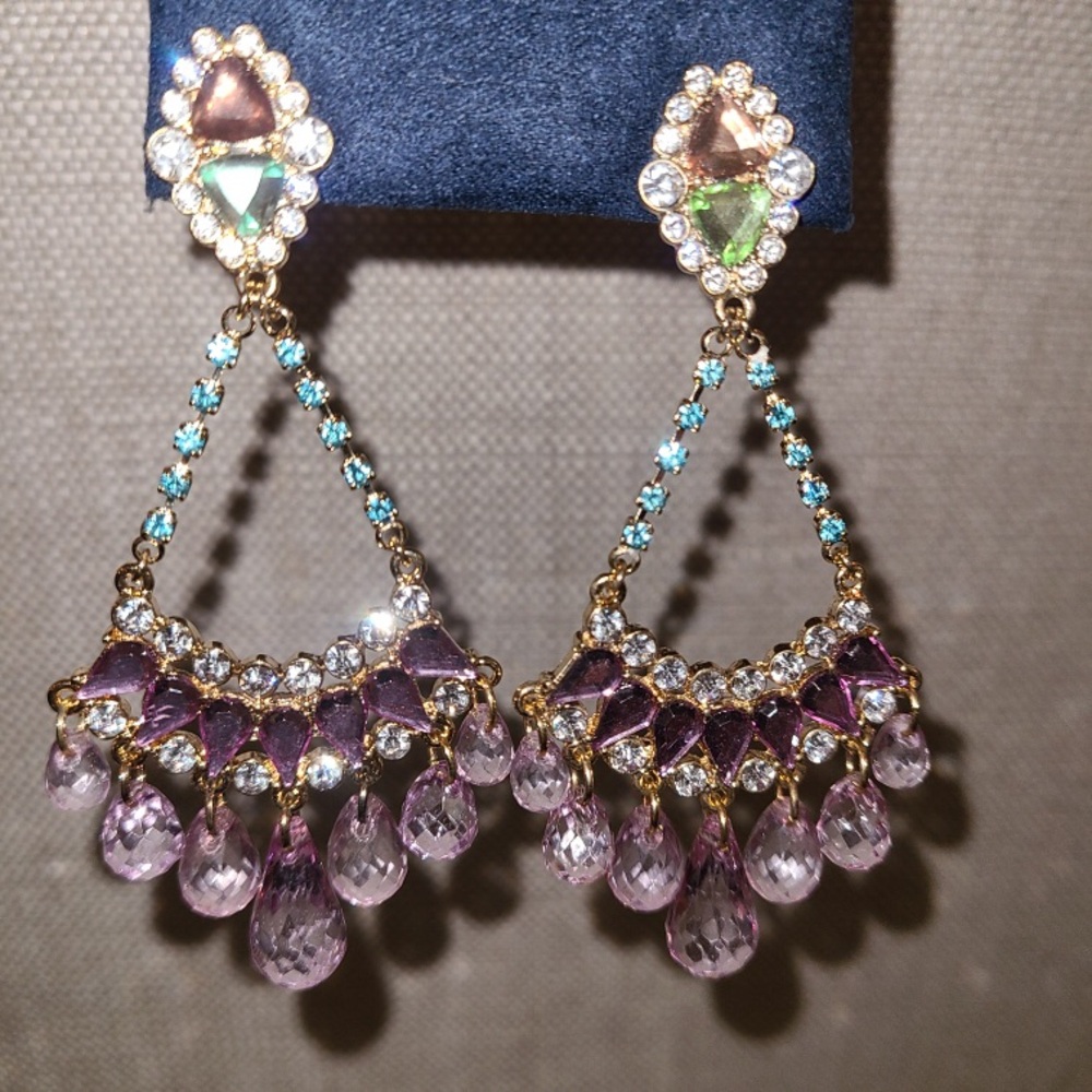Rare & Exquisite Scaasi Couture Rhinestone 3.5” Chandelier Clip Earrings. NWOT